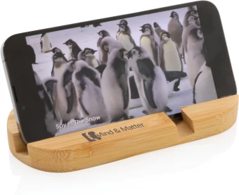 Bambusta valmistettu tabletti- ja puhelinteline