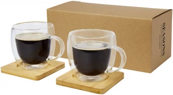 Termoklaaside komplekt bambusest alustega 250ml