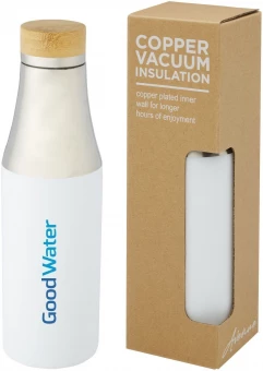 Hulan 540 ml:n kuparityhjiöeristetty pullo bambukorkilla, ruostumatonta terästä