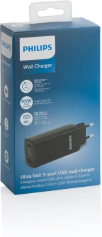 Philips 65W erittäin nopea PD 3-porttinen USB-seinälaturi