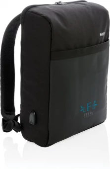 Swiss Peak 15" varkaudenesto RFID & USB reppu PVC vapaa, musta