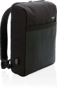 Swiss Peak 15" varkaudenesto RFID & USB reppu PVC vapaa, musta