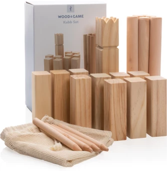 Puinen kubb-setti, ruskea